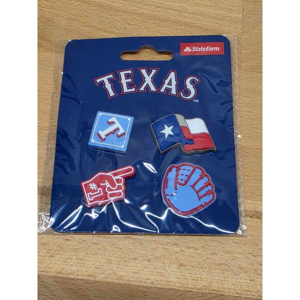 Texas Rangers MLB Crocs Shoe Charms Set of 4 State Farm Success Brand New SGA
